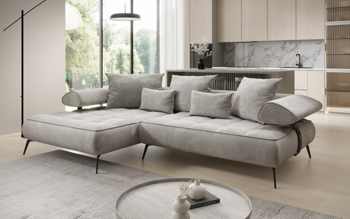 Designer Sofa Sydney L II Samt mat elektrescher Schloffunktioun