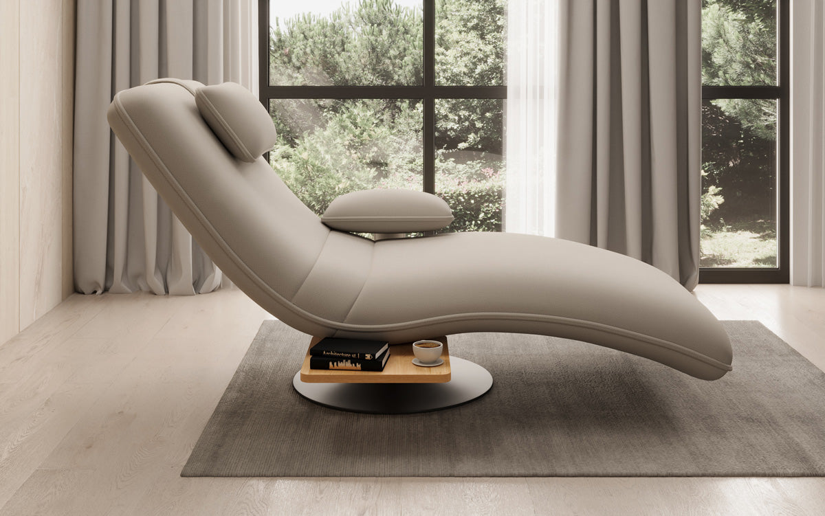 Designer Relax Lounger Velour Fabric with Swivel Function and Side Table
