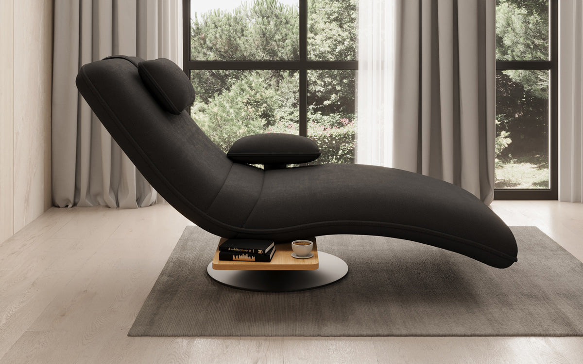 Designer Relax Lounger Velour Fabric with Swivel Function and Side Table