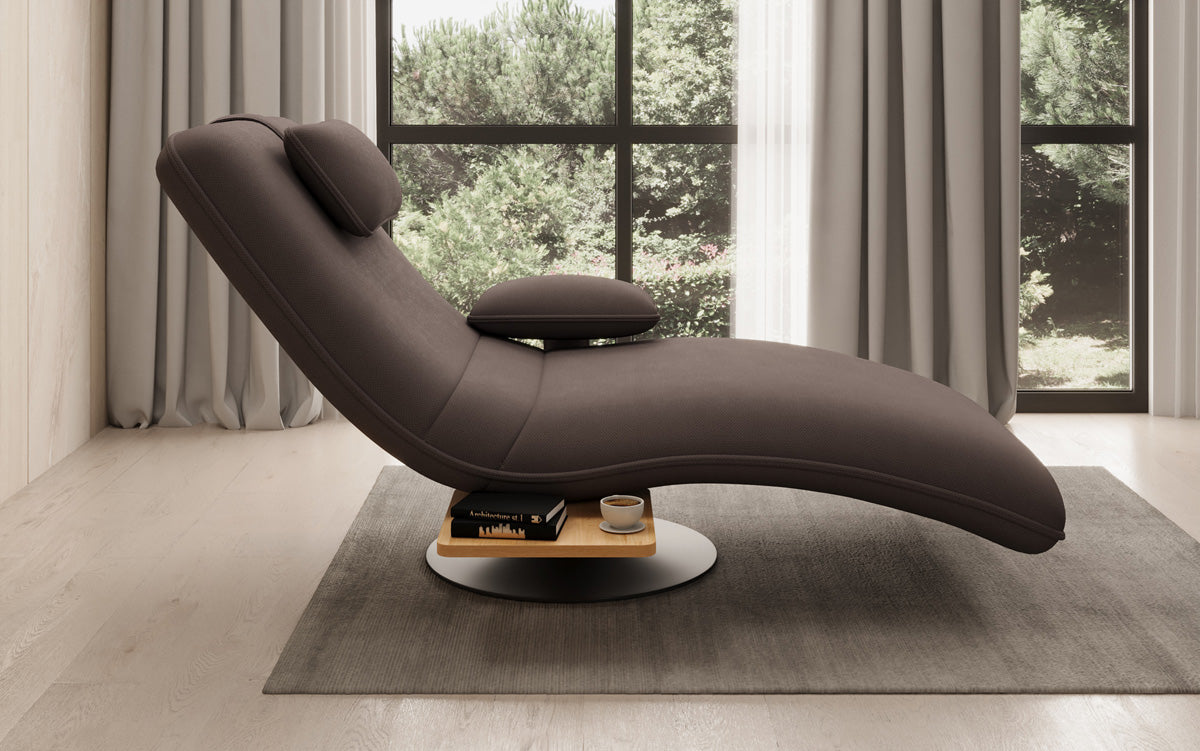 Designer Relax Lounger Velour Fabric with Swivel Function and Side Table