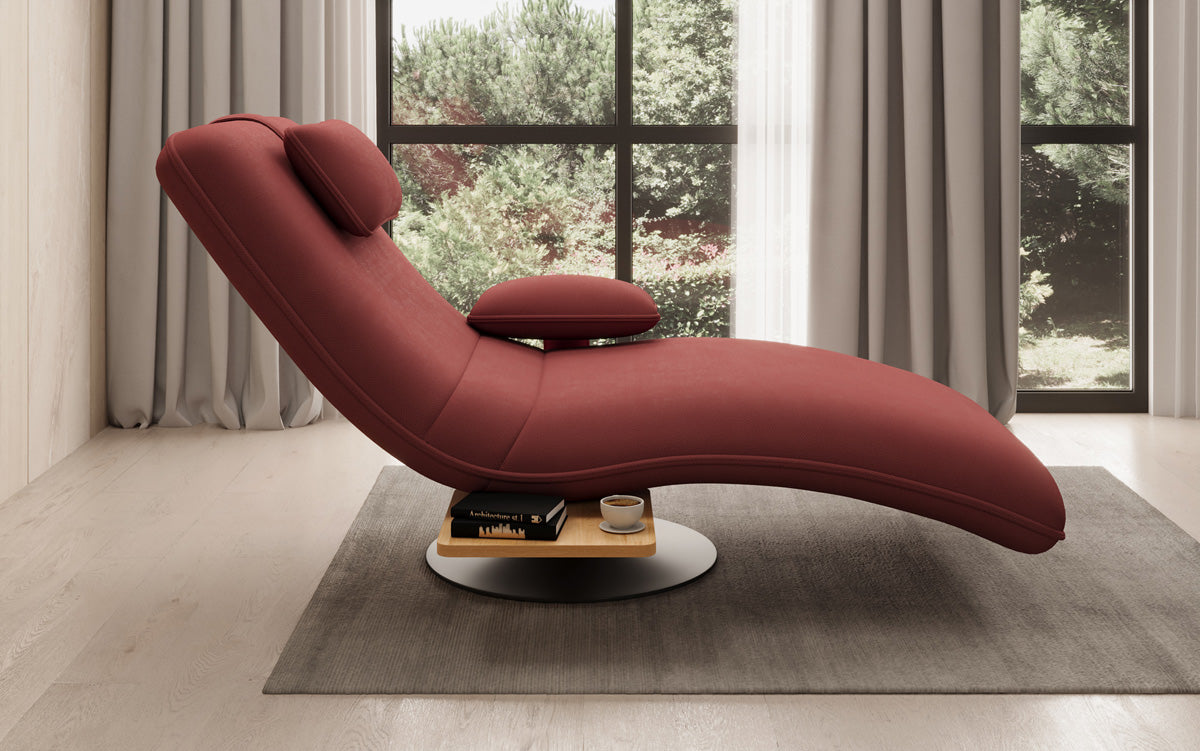 Designer Relax Lounger Velour Fabric with Swivel Function and Side Table