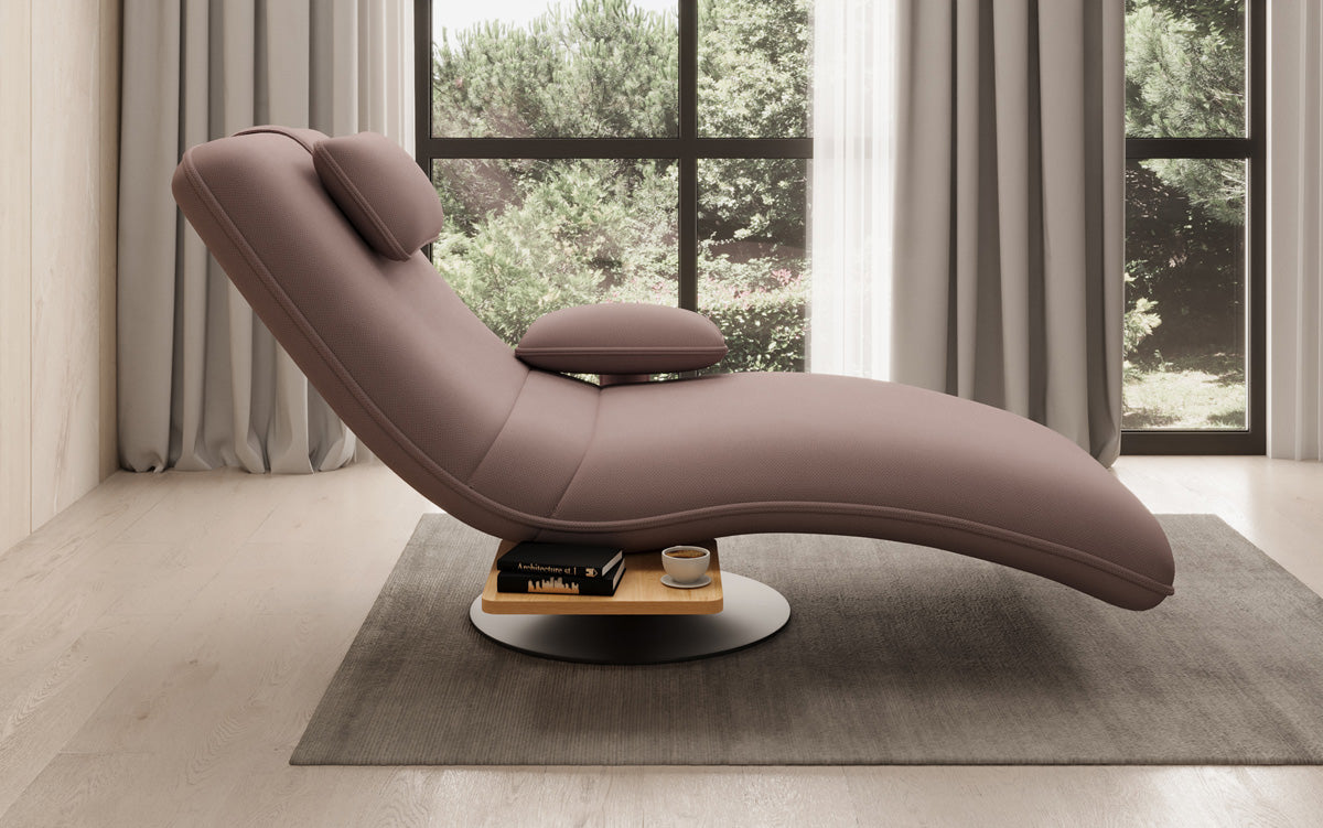 Designer Relax Lounger Velour Fabric with Swivel Function and Side Table