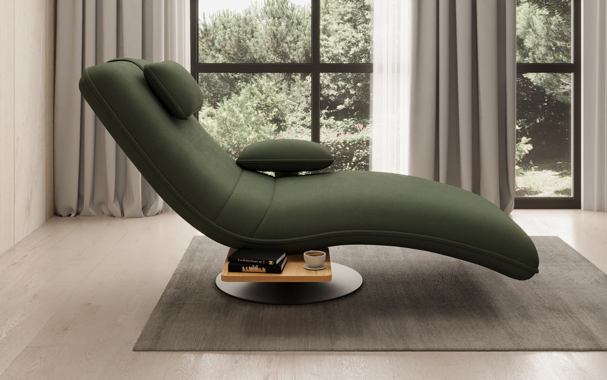 Designer Relax Lounger Velour Fabric with Swivel Function and Side Table