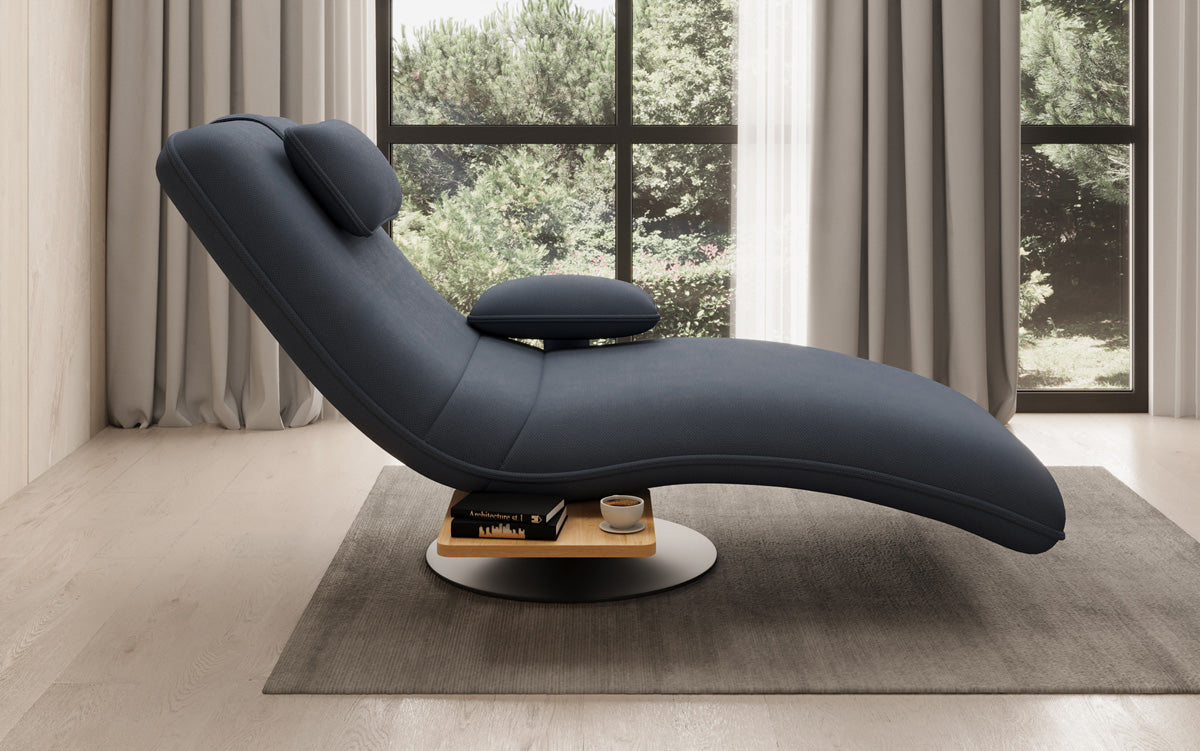 Designer Relax Lounger Velour Fabric with Swivel Function and Side Table