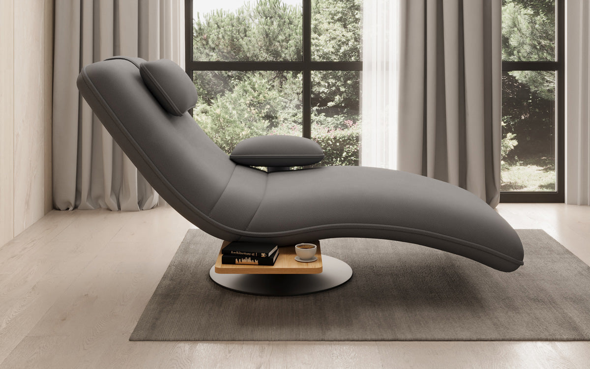 Designer Relax Lounger Velour Fabric with Swivel Function and Side Table