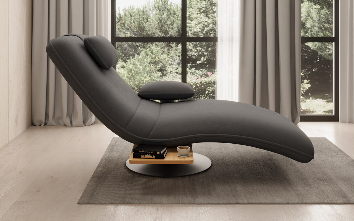 Designer Relax Lounger Velour Fabric with Swivel Function and Side Table