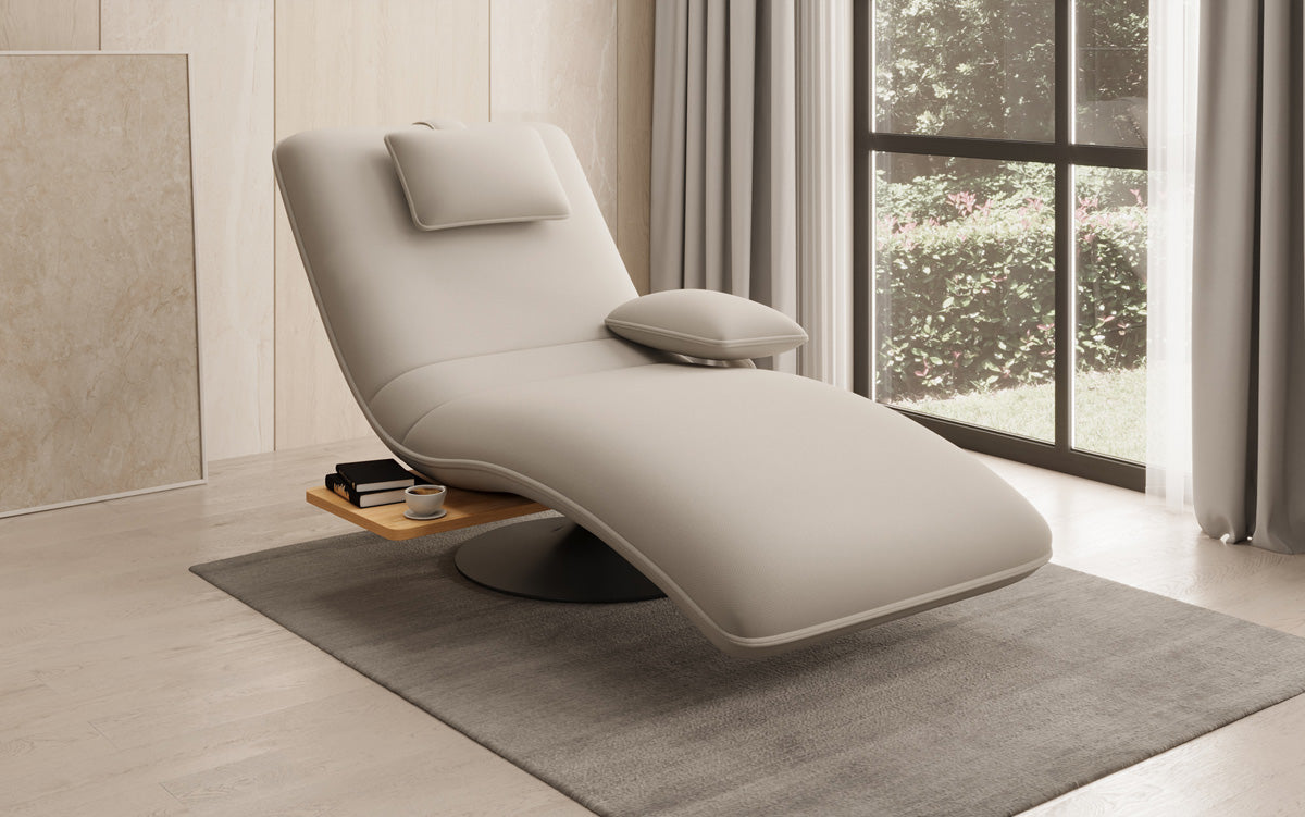 Designer Relax Lounger Velour Fabric with Swivel Function and Side Table