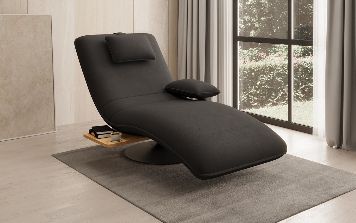 Designer Relax Lounger Velour Fabric with Swivel Function and Side Table