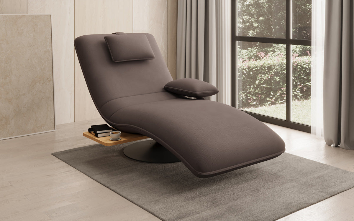 Designer Relax Lounger Velour Fabric with Swivel Function and Side Table