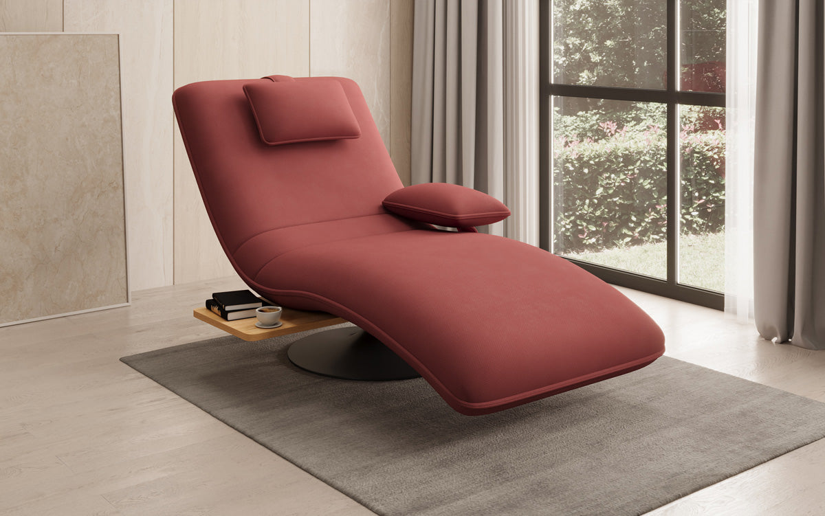 Designer Relax Lounger Velour Fabric with Swivel Function and Side Table