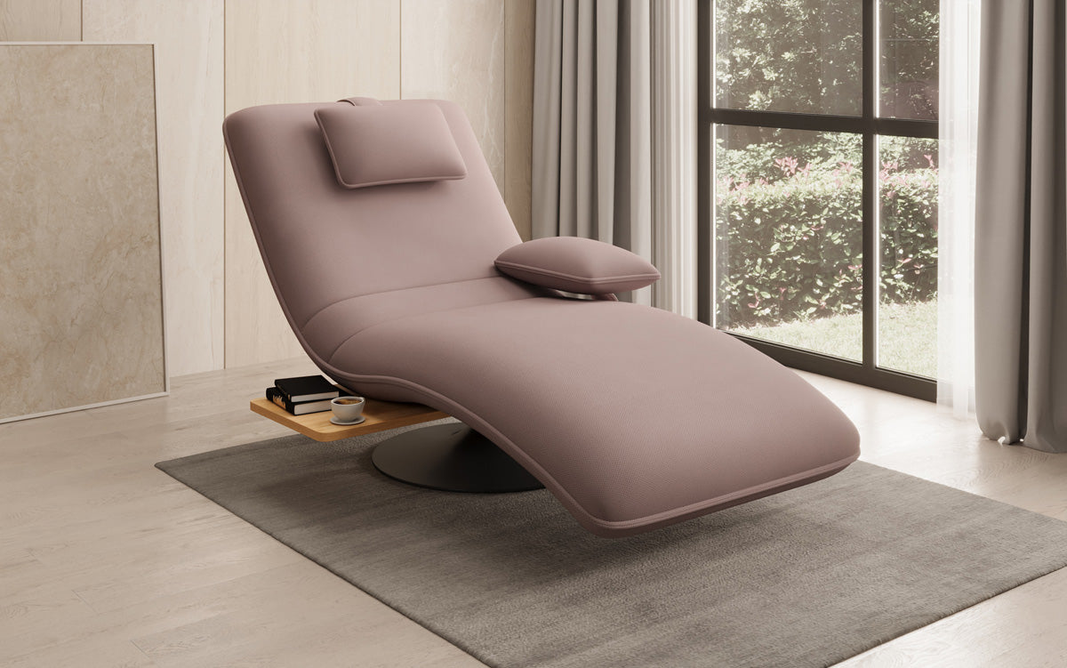 Designer Relax Lounger Velour Fabric with Swivel Function and Side Table