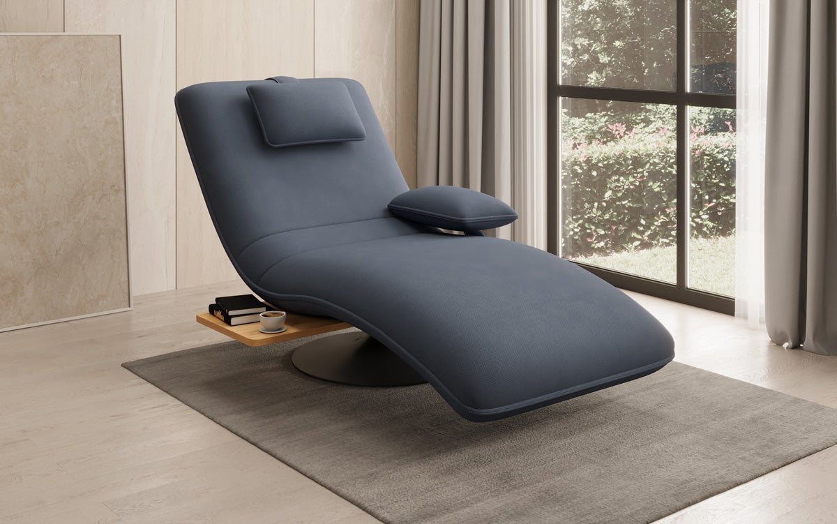 Designer Relax Lounger Velour Fabric with Swivel Function and Side Table