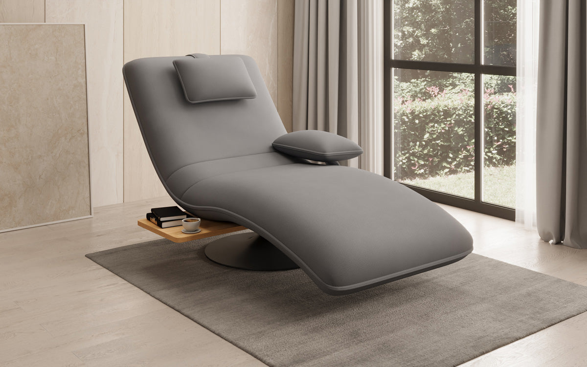 Designer Relax Lounger Velour Fabric with Swivel Function and Side Table