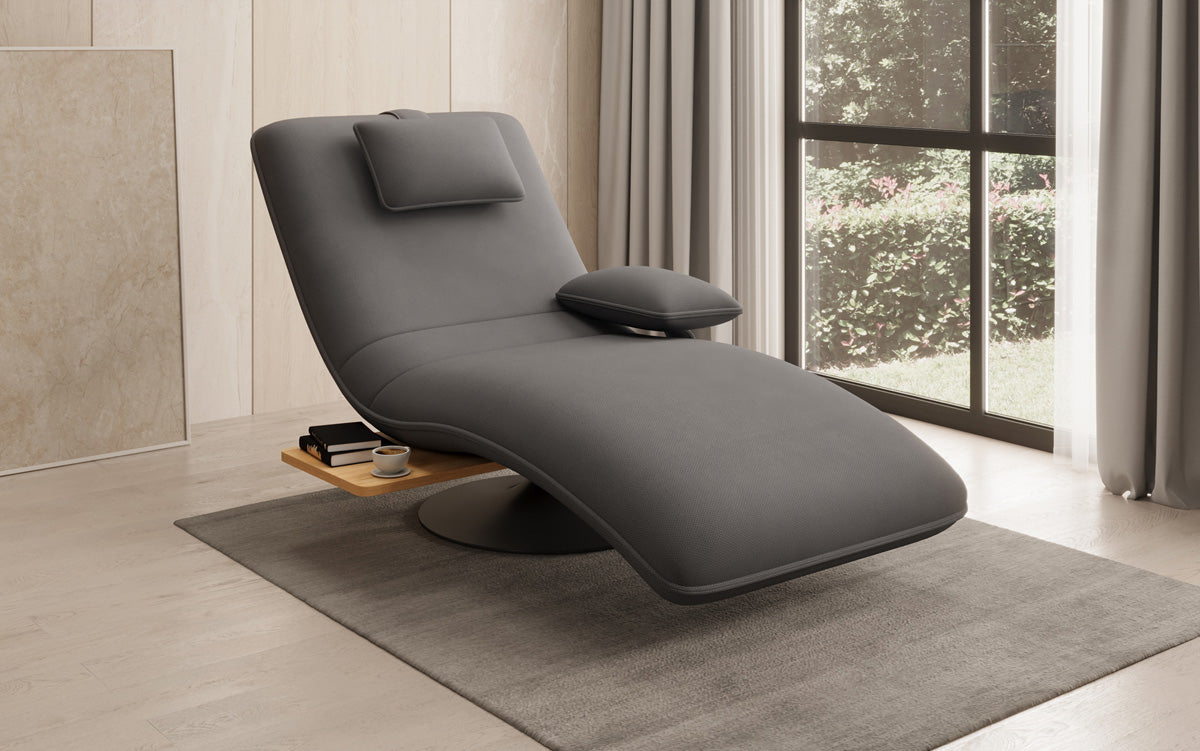Designer Relax Lounger Velour Fabric with Swivel Function and Side Table
