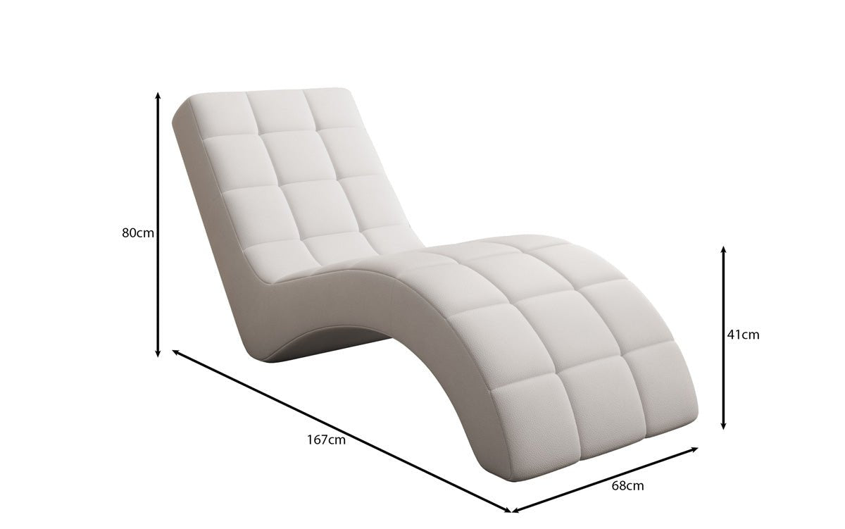 Chaise longue design Nela en cuir véritable