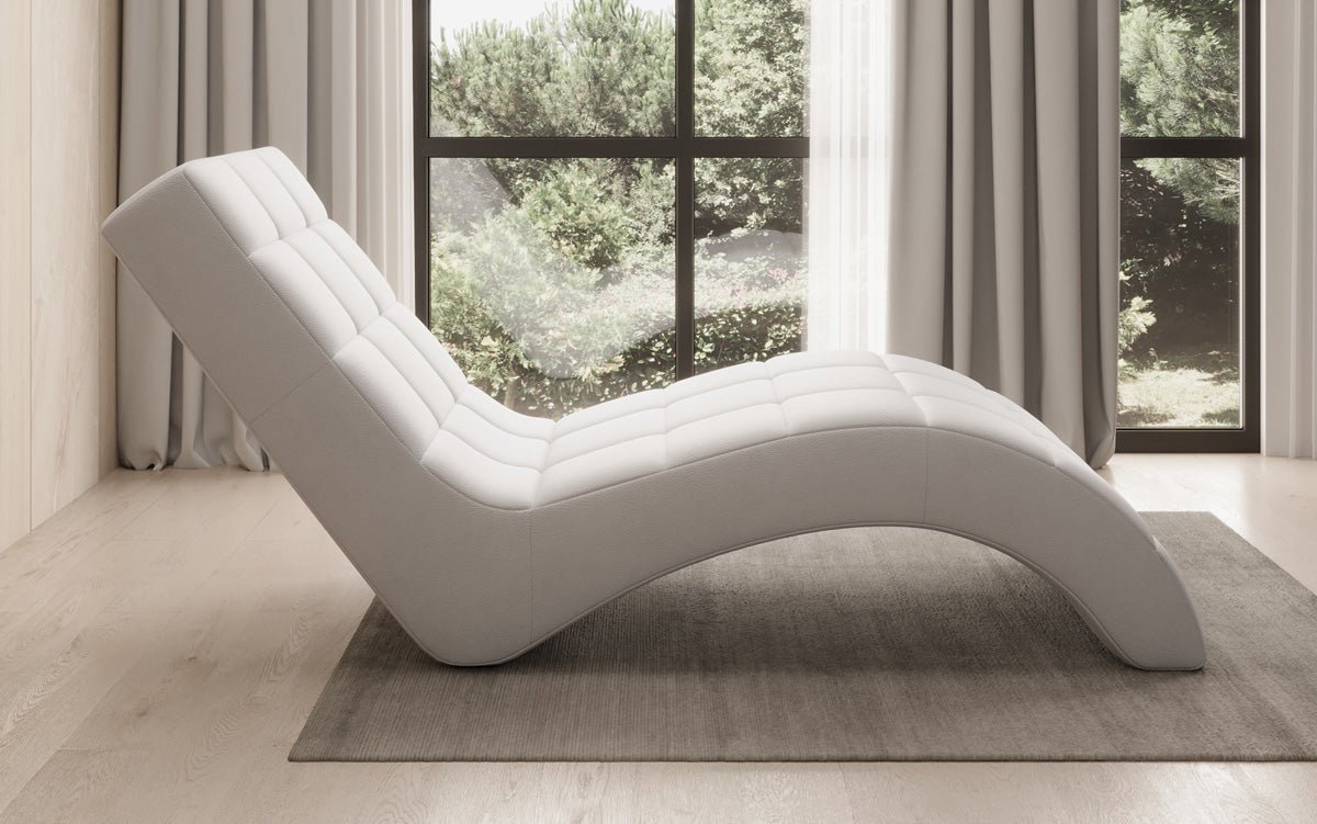 Chaise longue design Nela en cuir véritable