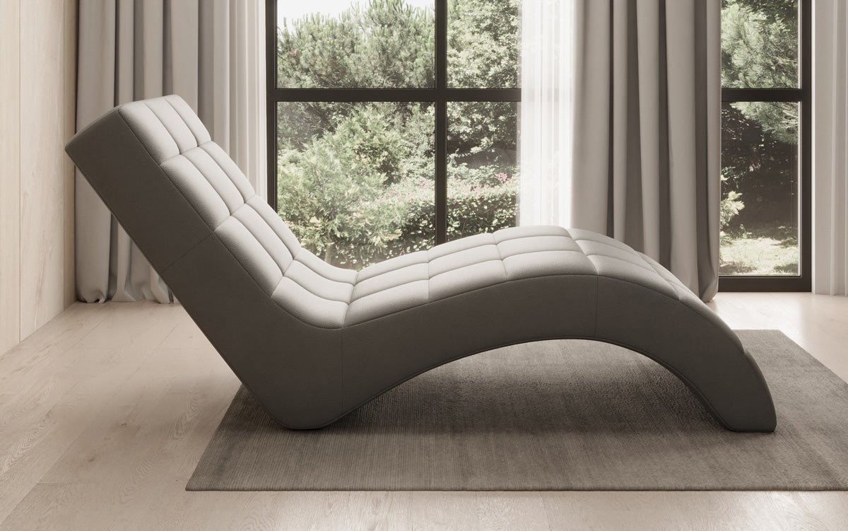 Chaise longue design Nela en cuir véritable