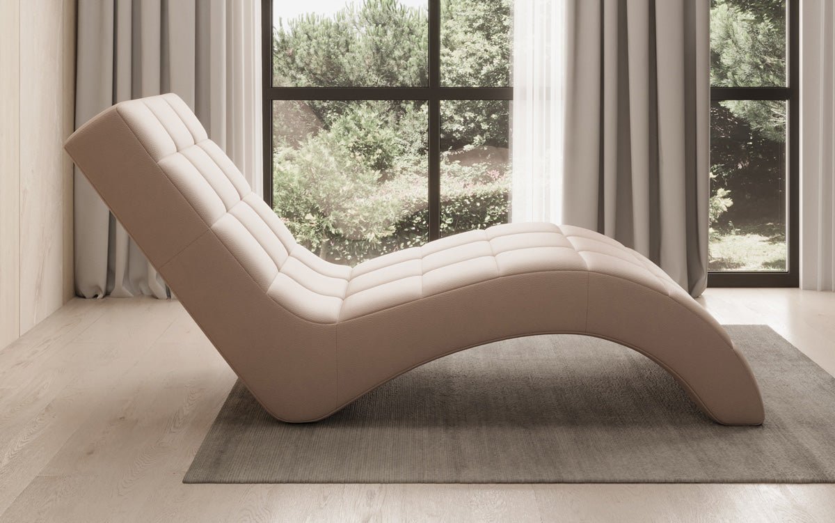 Chaise longue design Nela en cuir véritable