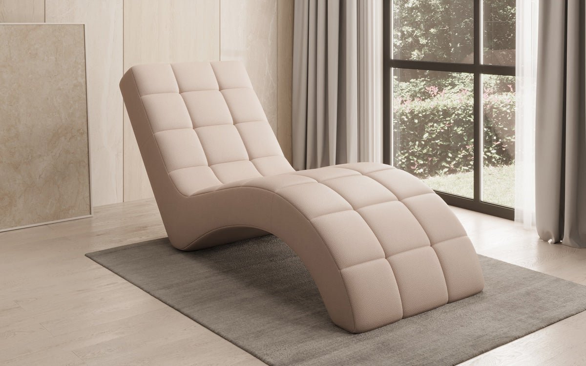 Chaise longue design Nela en cuir véritable