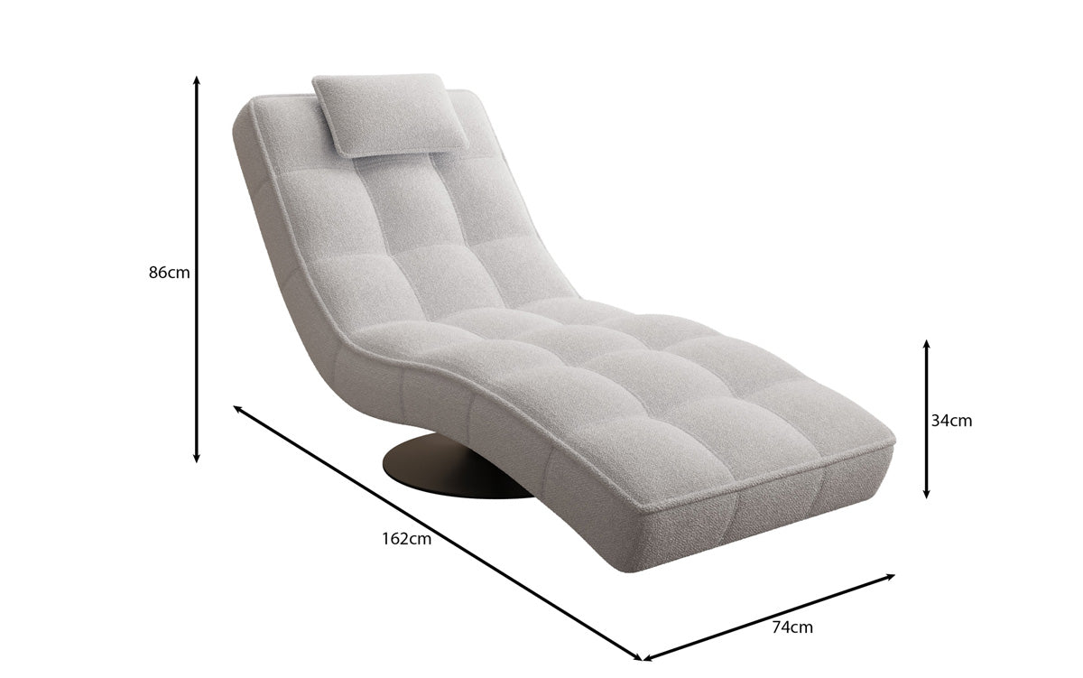 Designer Relax Lounger Livara Bouclé with Swivel Function