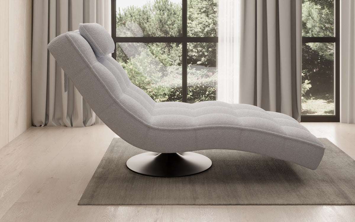 Designer Relax Lounger Livara Bouclé with Swivel Function
