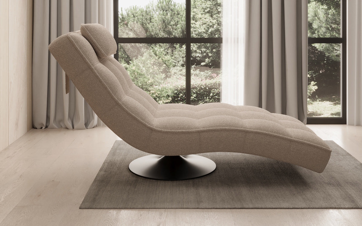 Designer Relax Lounger Livara Bouclé with Swivel Function