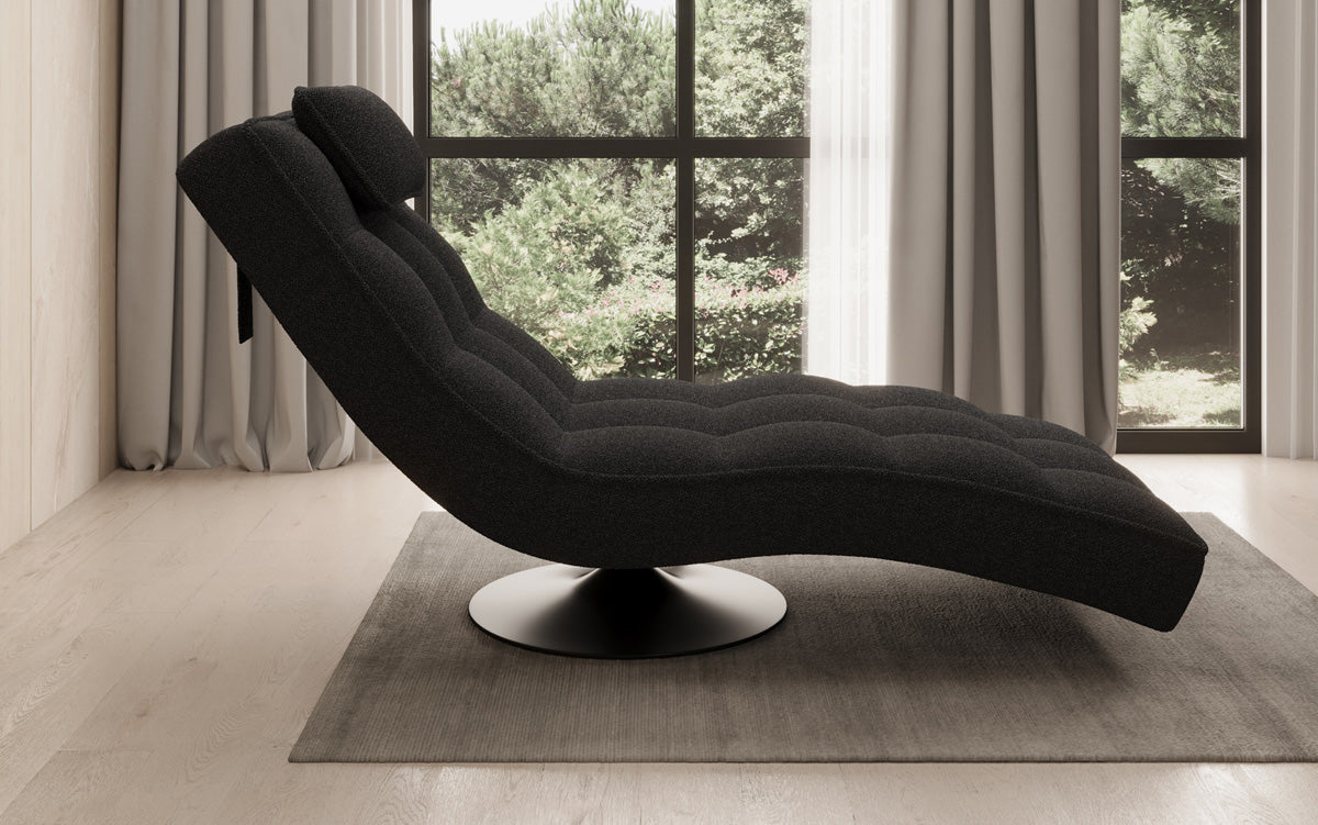 Designer Relax Lounger Livara Bouclé with Swivel Function