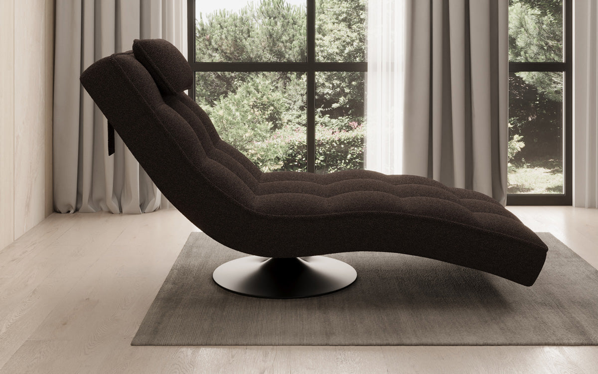 Designer Relax Lounger Livara Bouclé with Swivel Function