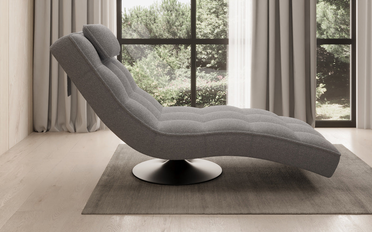 Designer Relax Lounger Livara Bouclé with Swivel Function