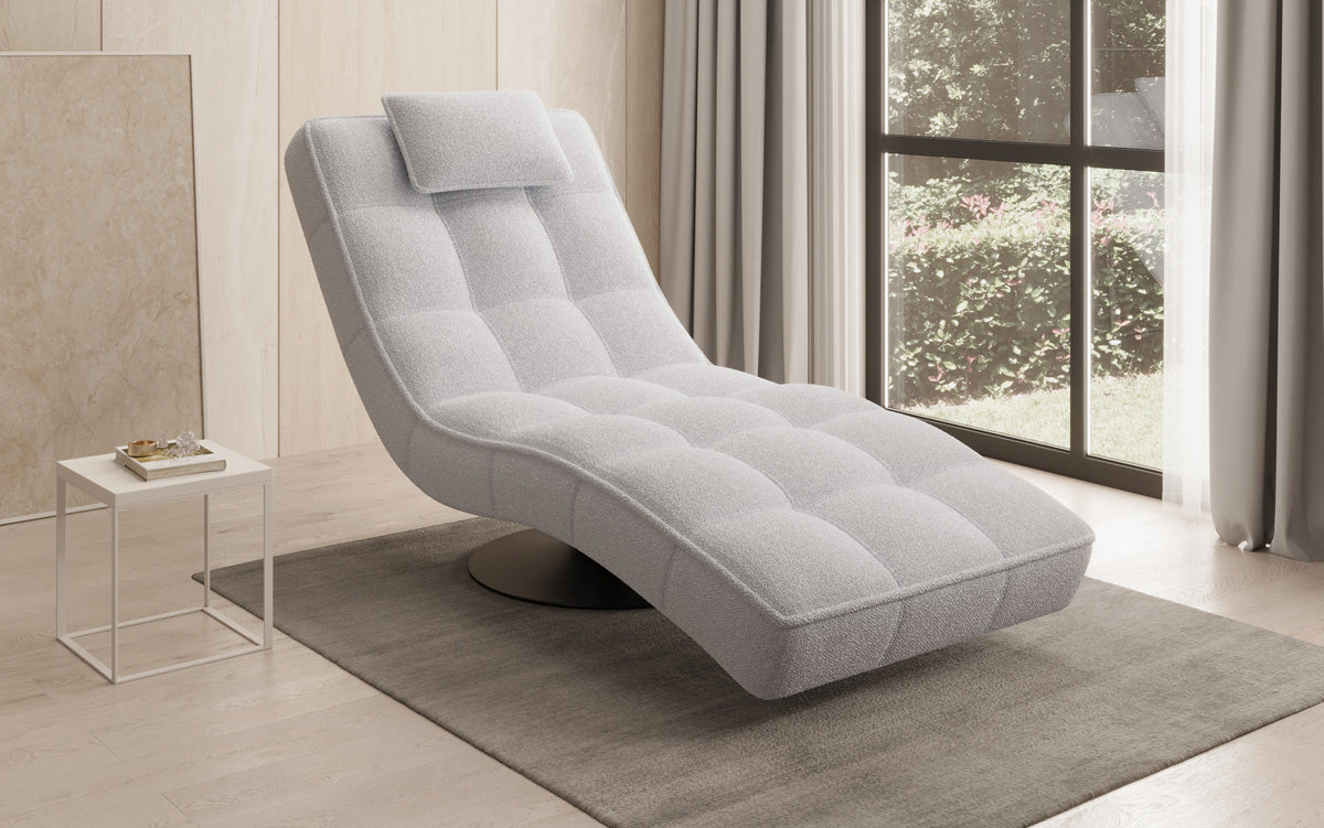 Designer Relax Lounger Livara Bouclé with Swivel Function