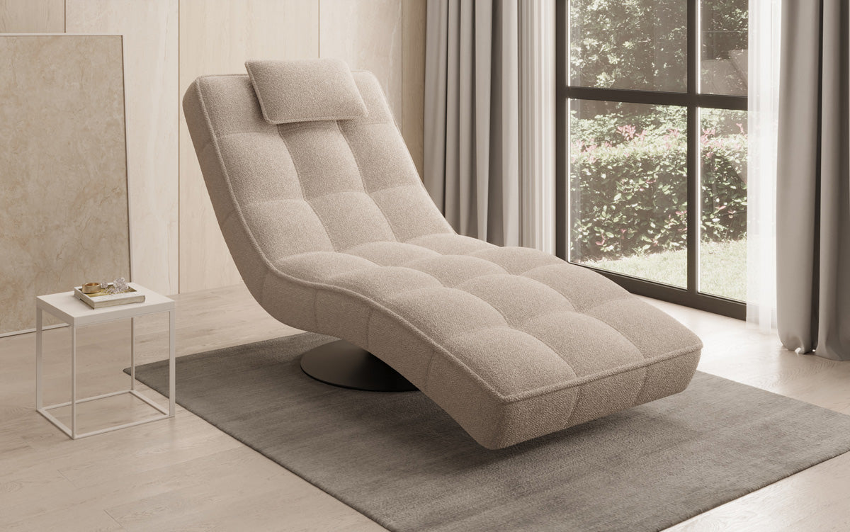 Designer Relax Lounger Livara Bouclé with Swivel Function