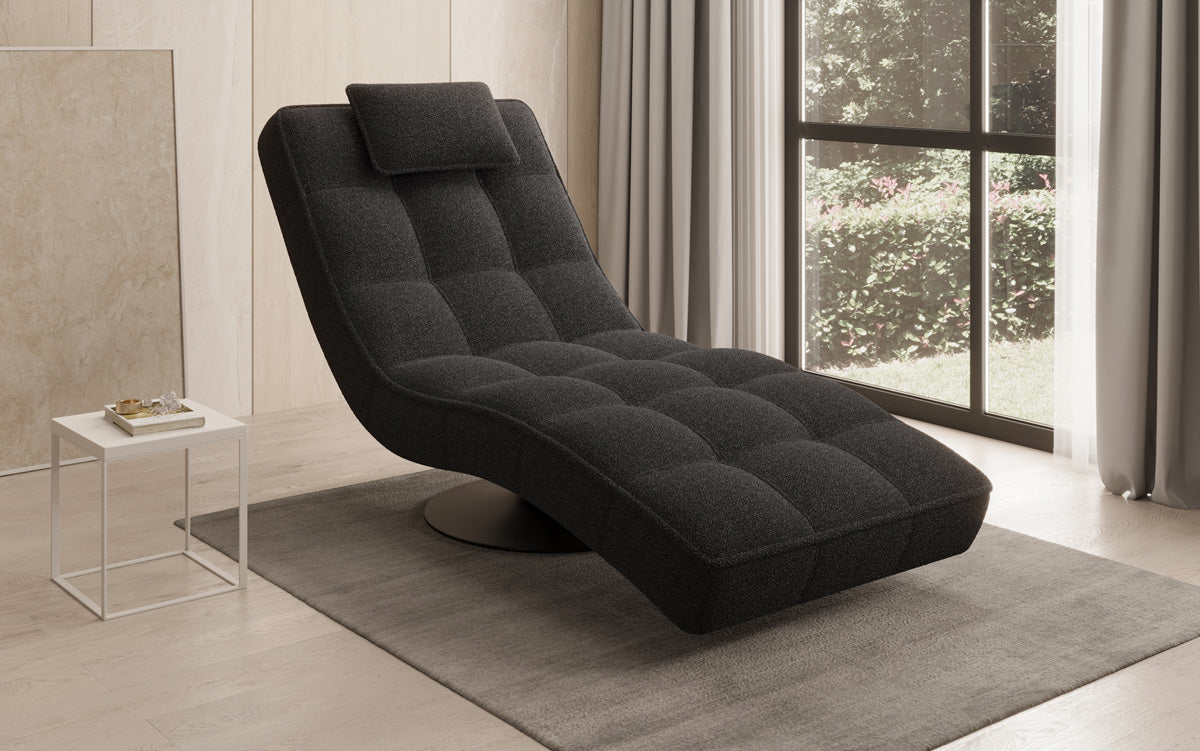 Designer Relax Lounger Livara Bouclé with Swivel Function