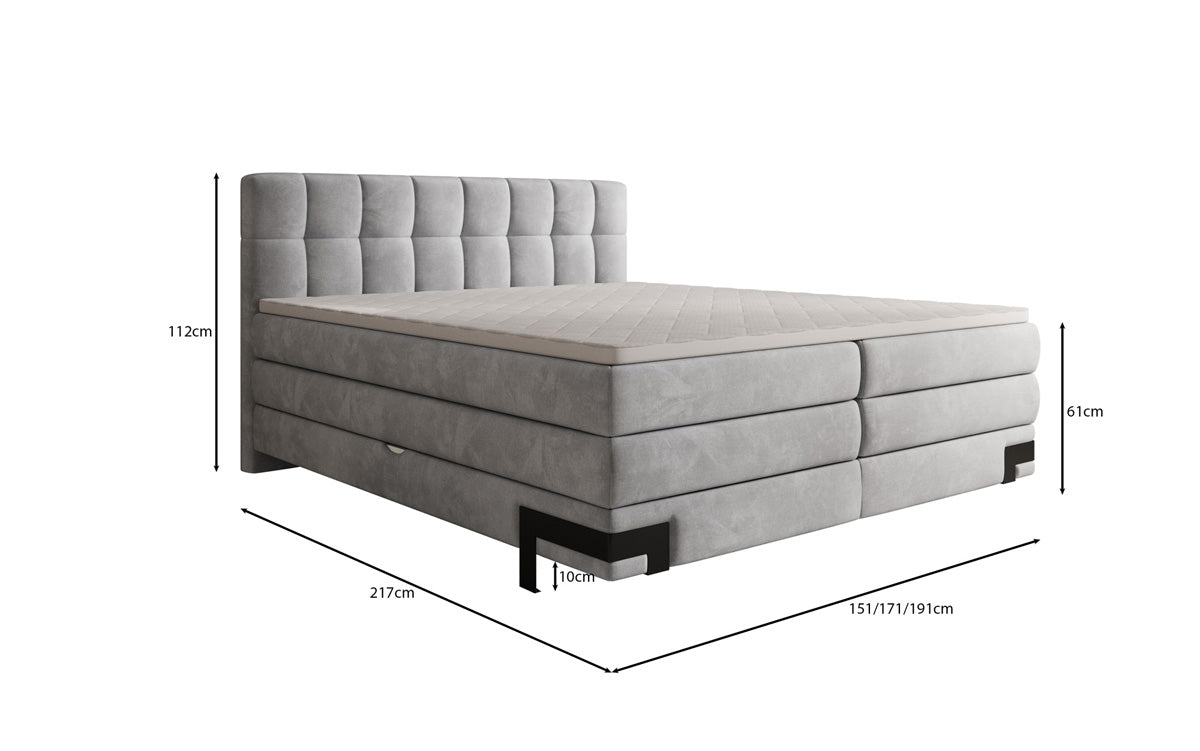Lit boxspring Isabell avec rangement en velours