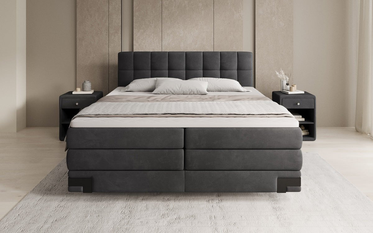 Lit boxspring Isabell avec rangement en velours