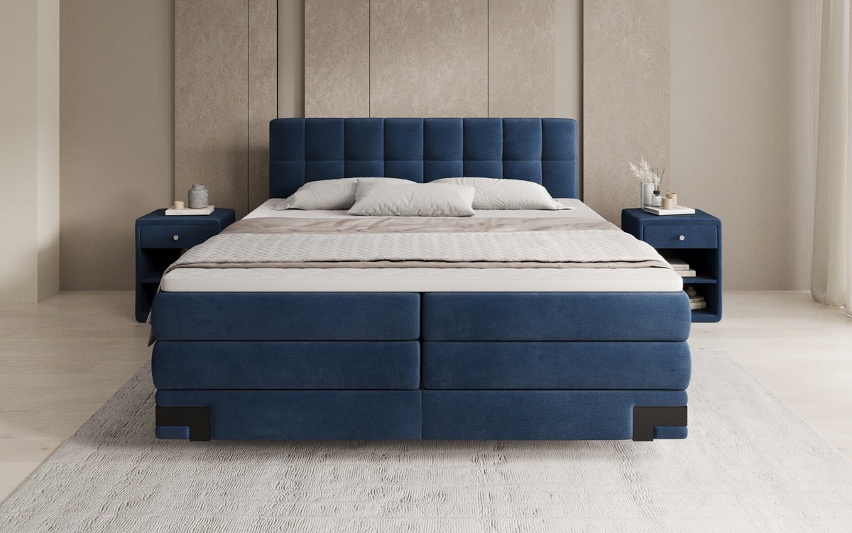 Lit boxspring Isabell avec rangement en velours