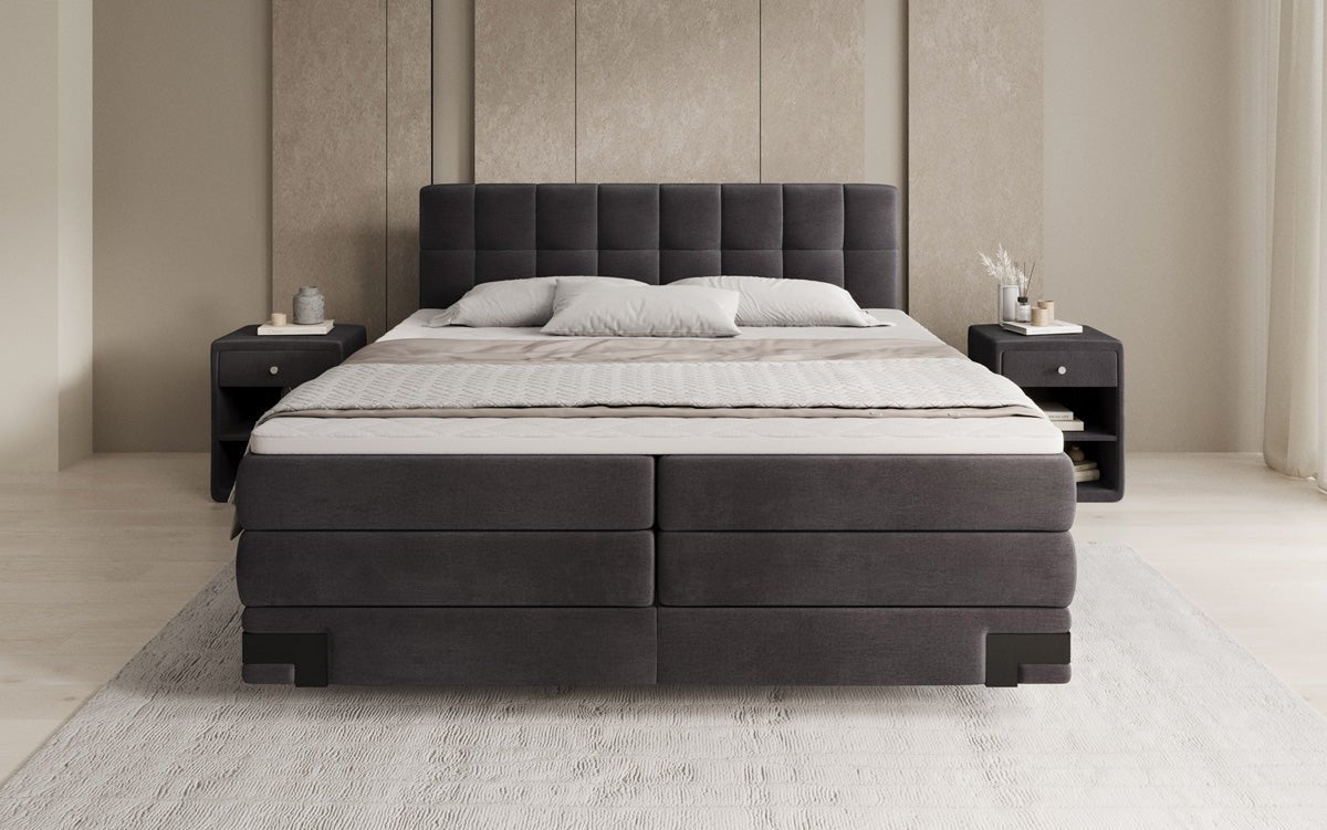 Lit boxspring Isabell avec rangement en velours