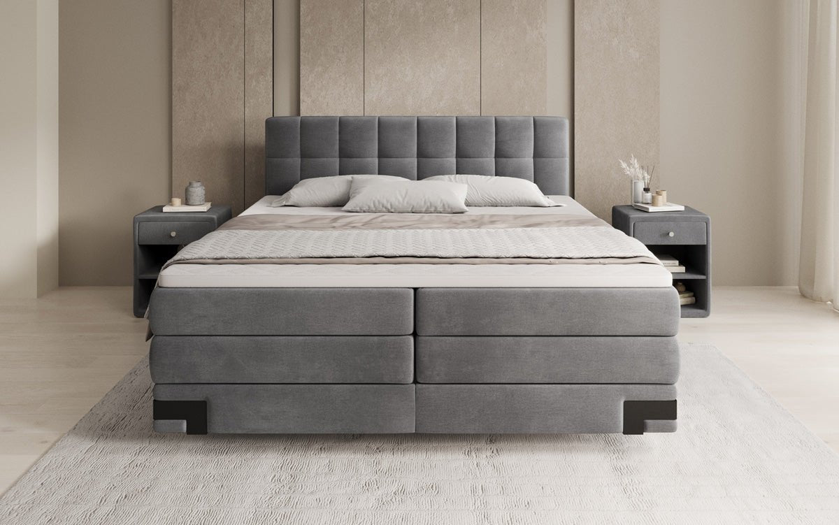 Lit boxspring Isabell avec rangement en velours