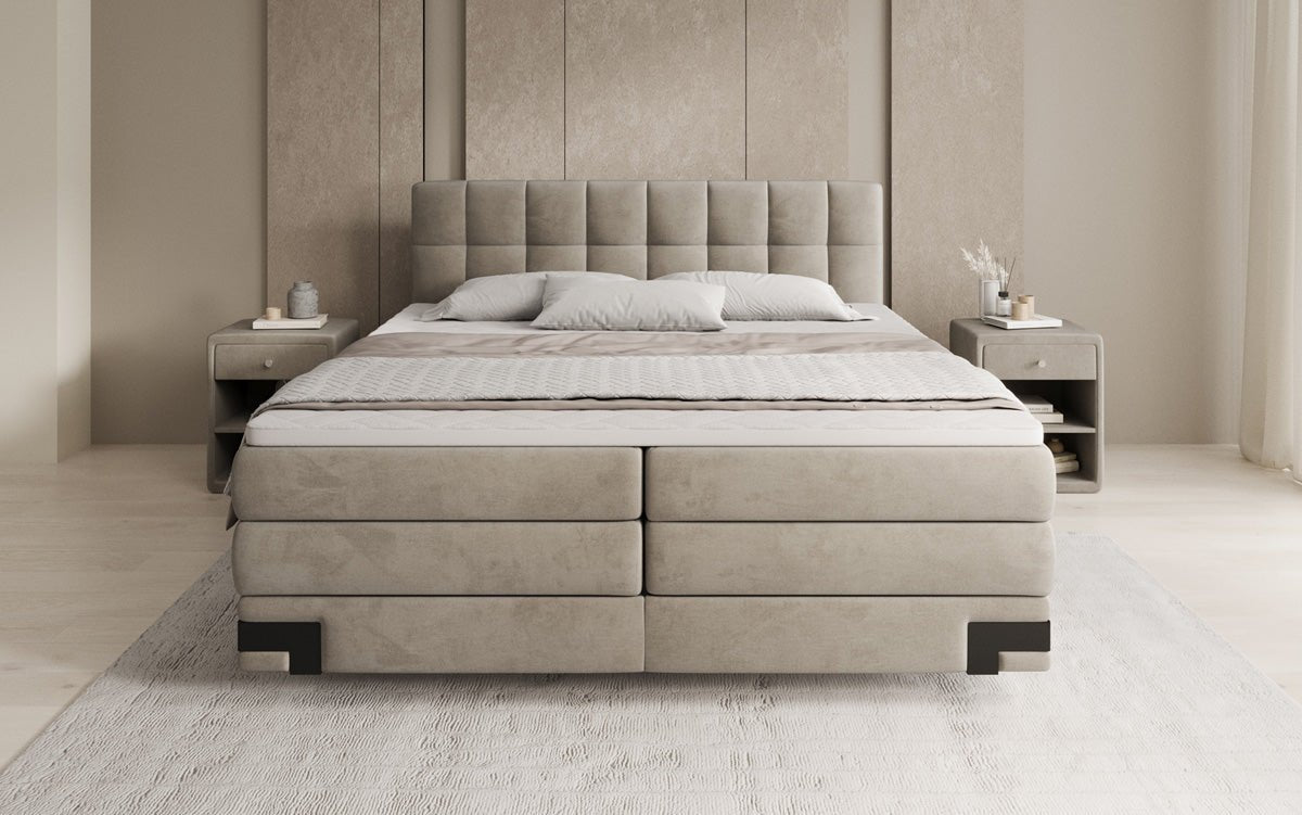 Lit boxspring Isabell avec rangement en velours