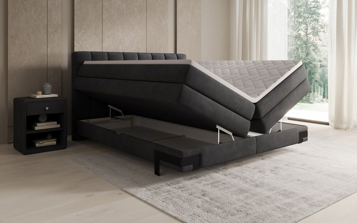 Lit boxspring Isabell avec rangement en velours