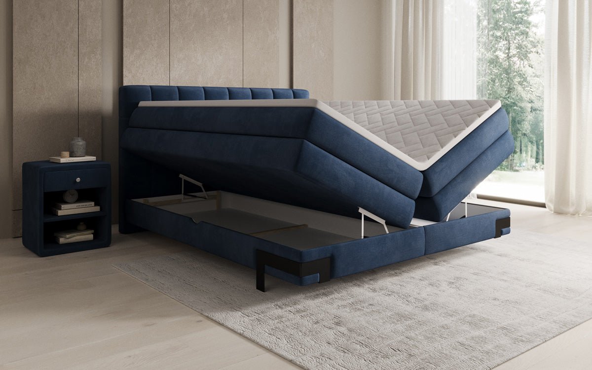 Lit boxspring Isabell avec rangement en velours