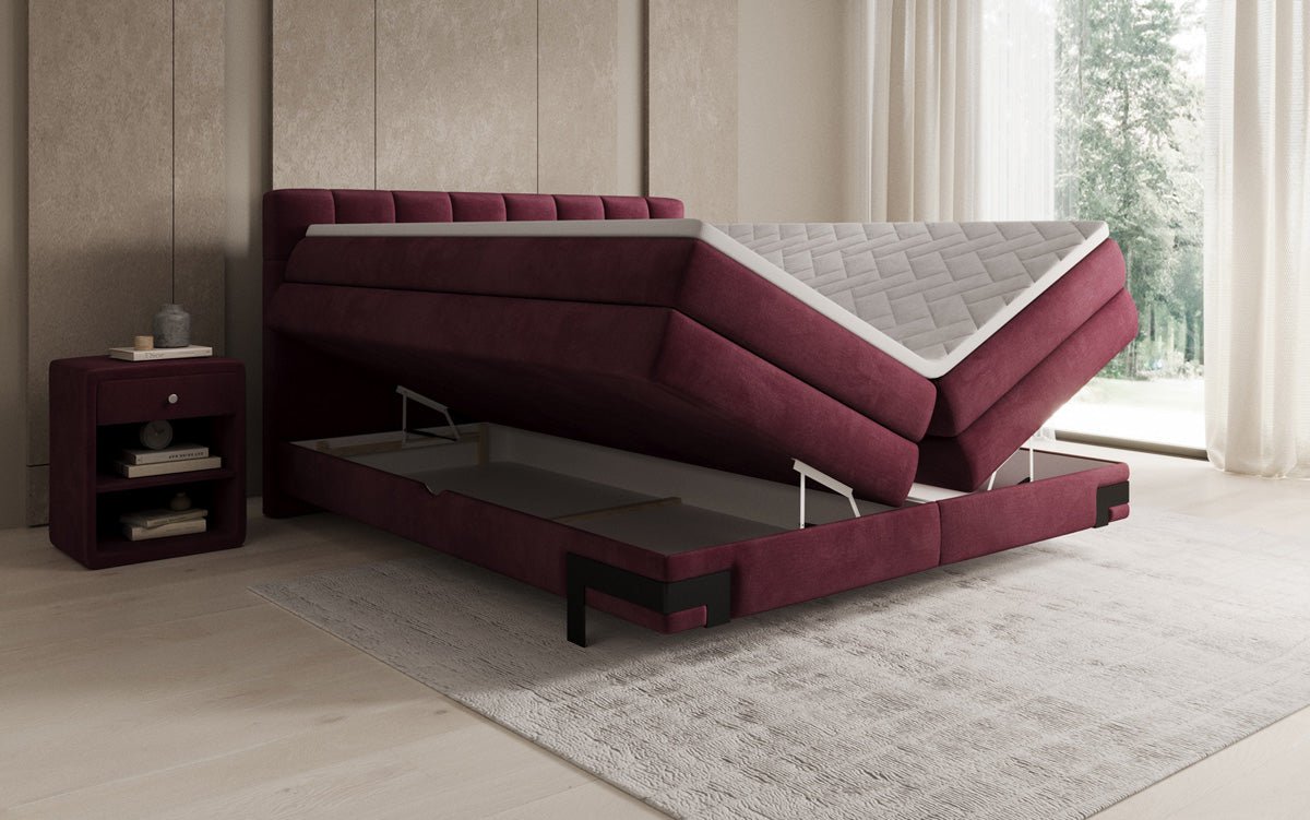Lit boxspring Isabell avec rangement en velours