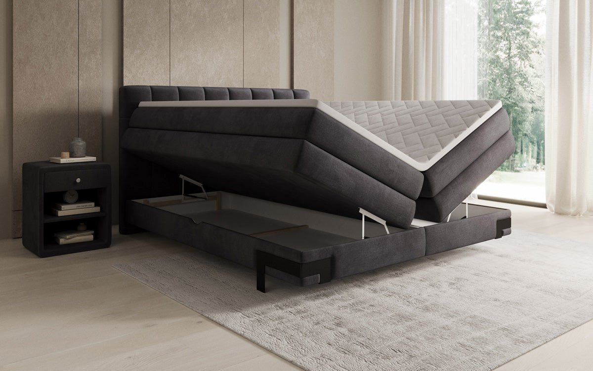 Lit boxspring Isabell avec rangement en velours