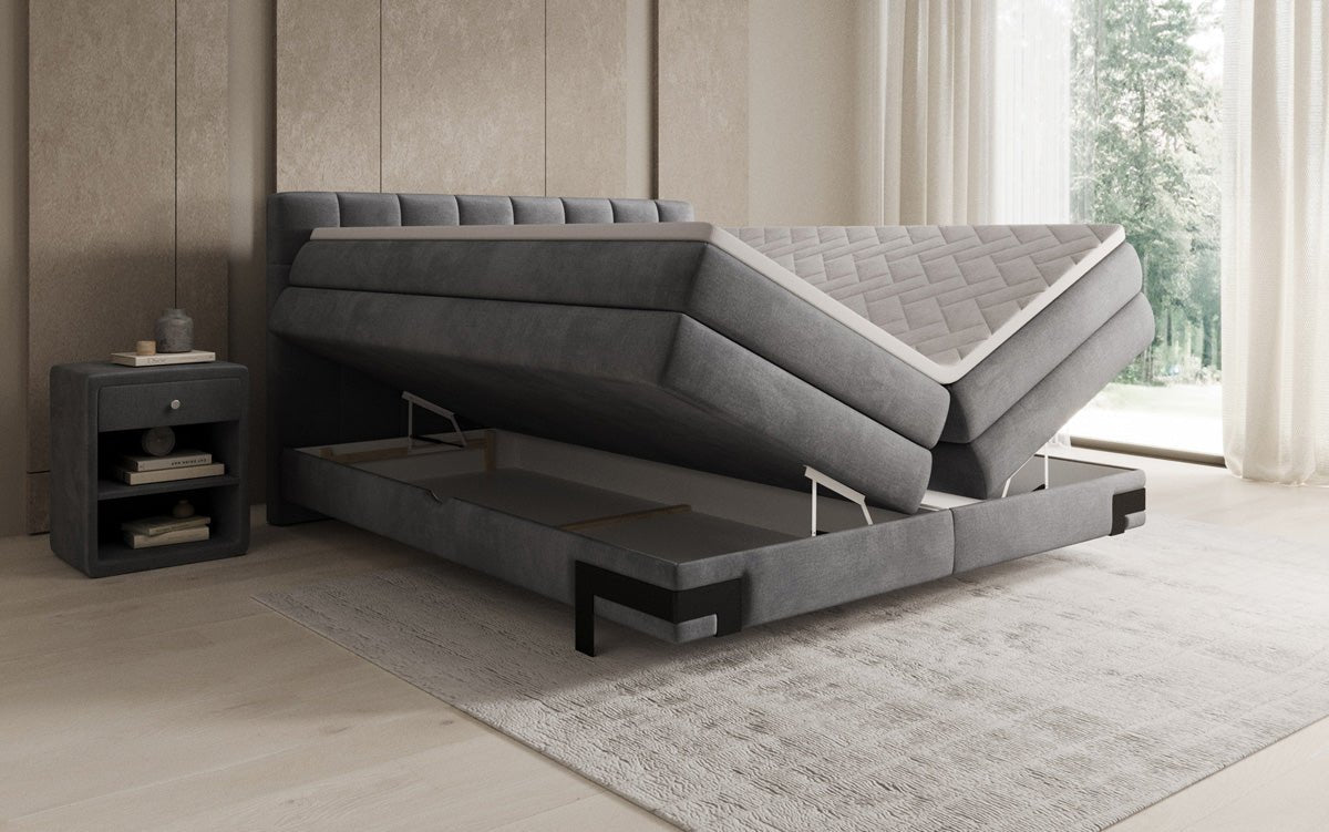 Lit boxspring Isabell avec rangement en velours