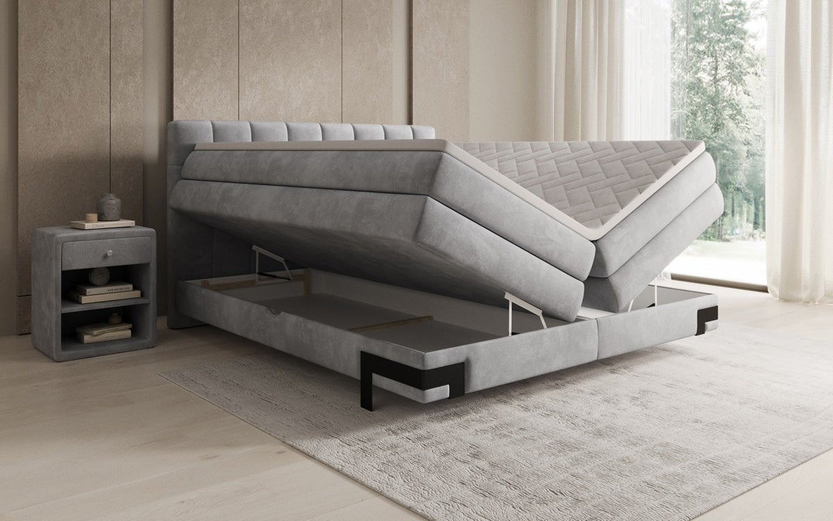 Lit boxspring Isabell avec rangement en velours