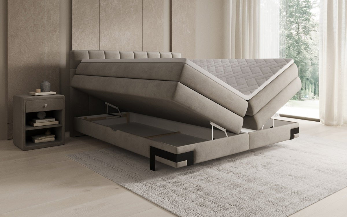 Lit boxspring Isabell avec rangement en velours
