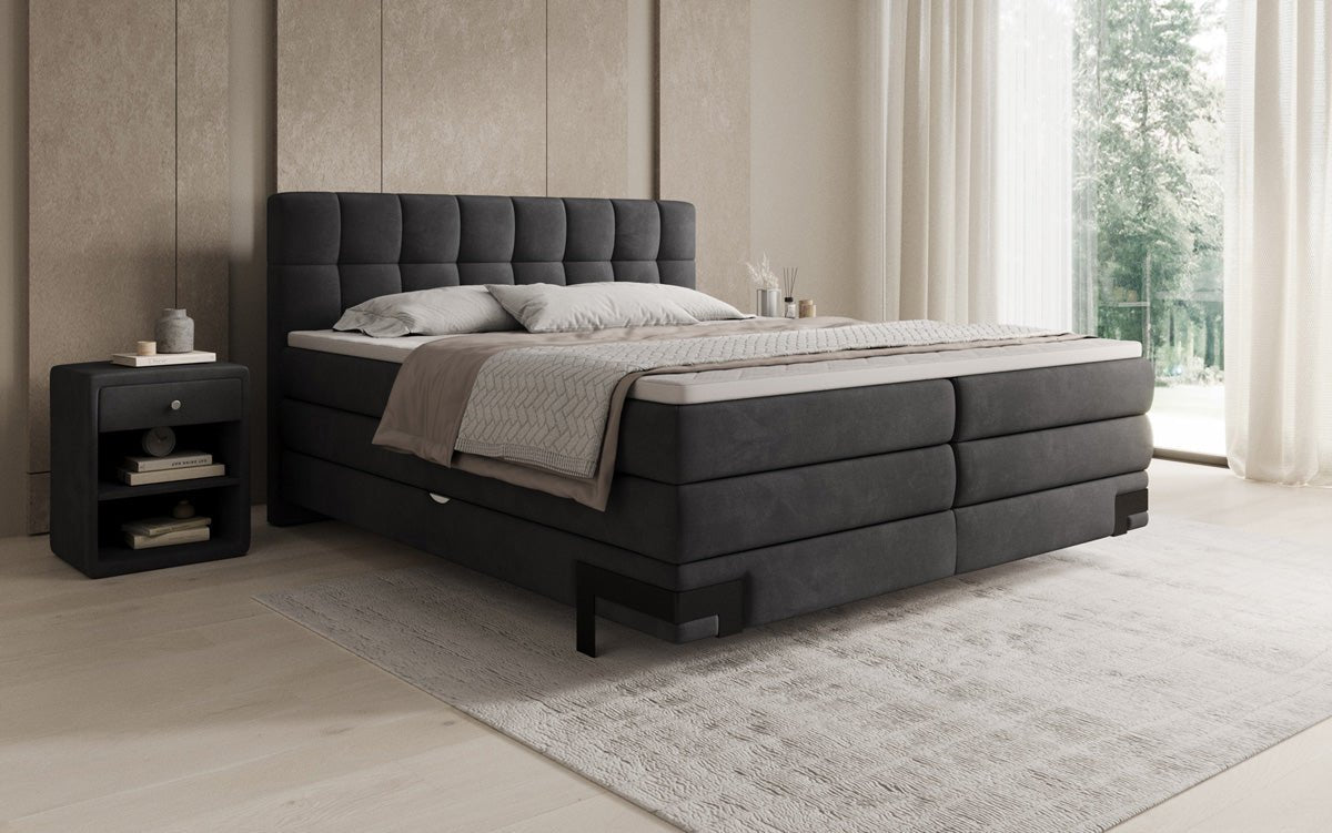 Lit boxspring Isabell avec rangement en velours