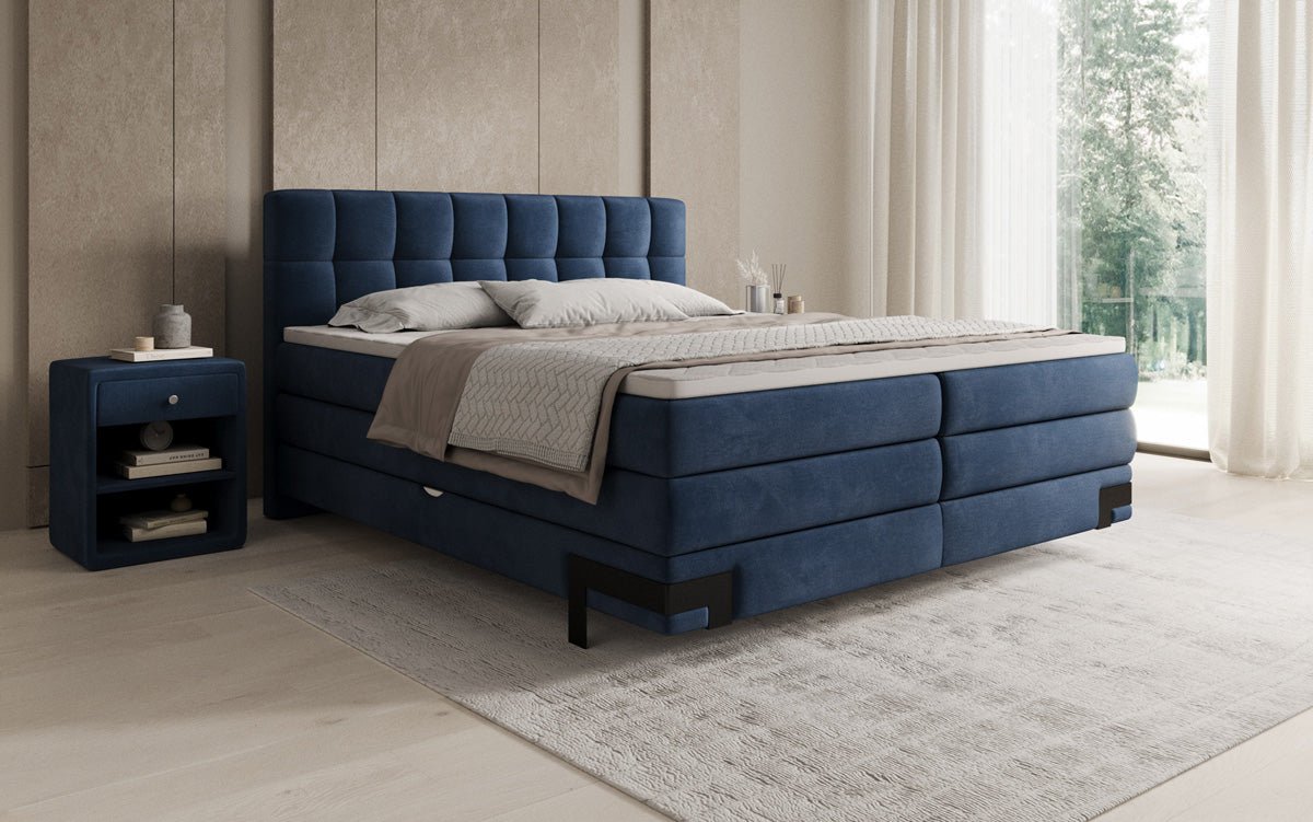 Lit boxspring Isabell avec rangement en velours