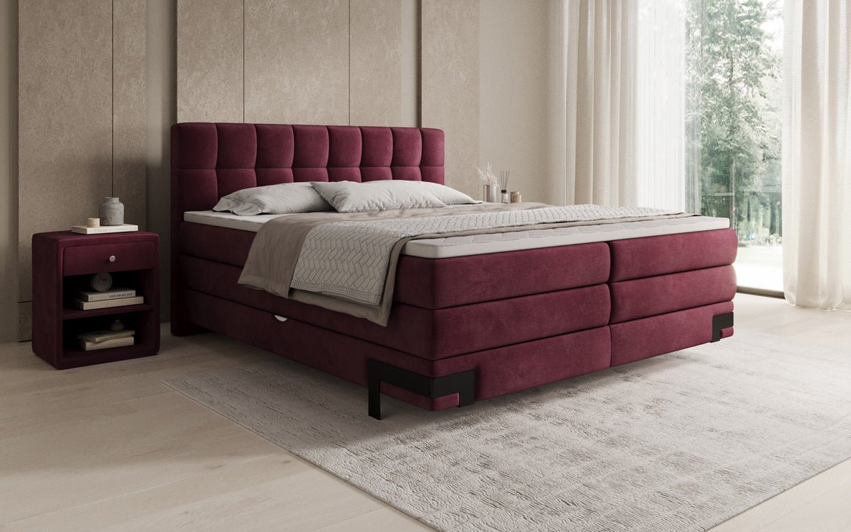 Lit boxspring Isabell avec rangement en velours