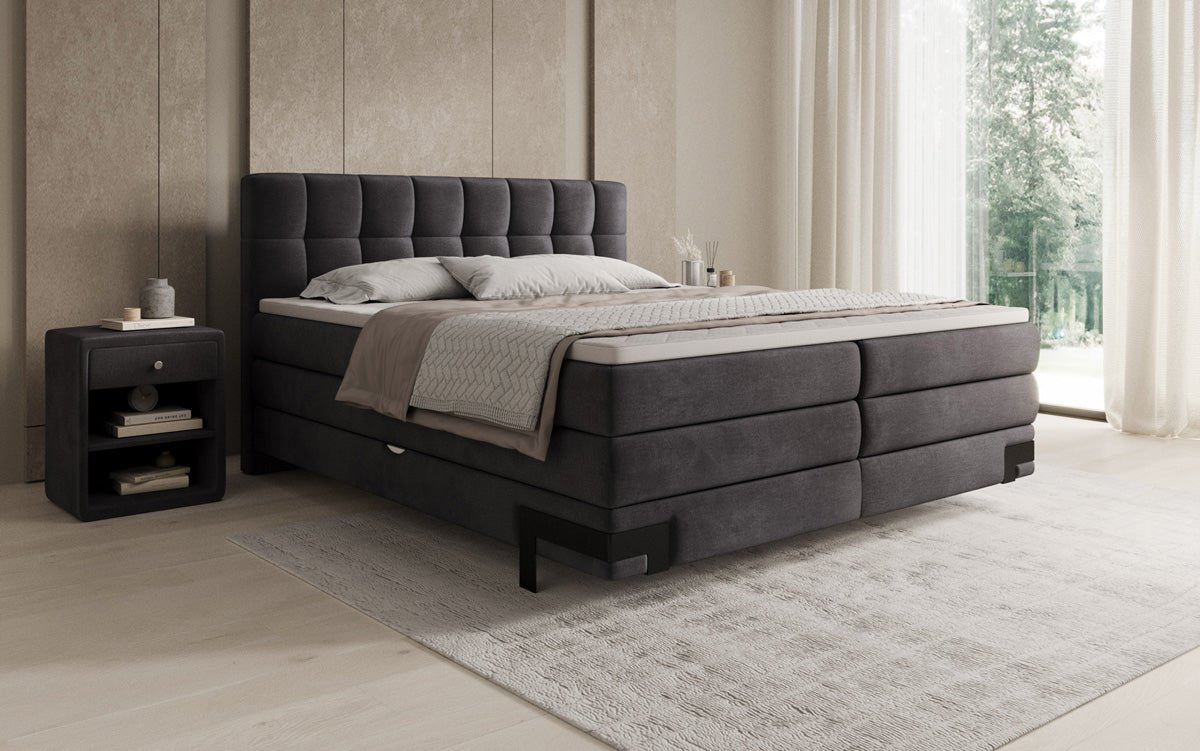 Lit boxspring Isabell avec rangement en velours