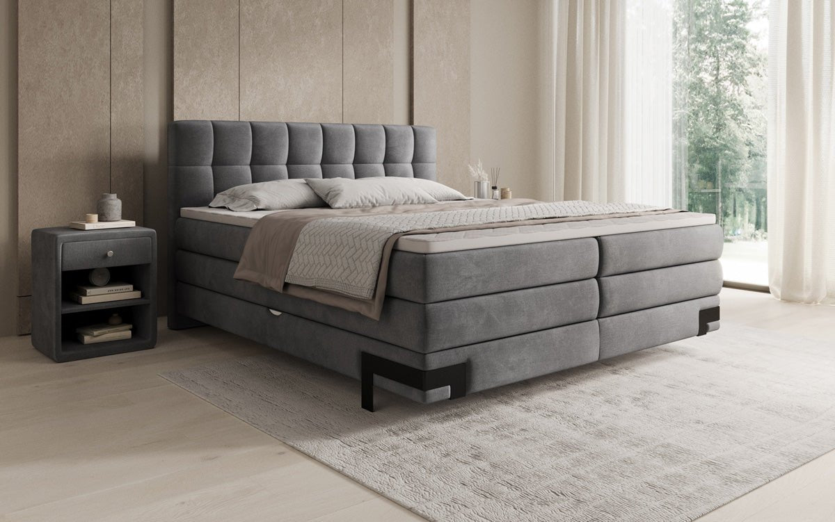 Lit boxspring Isabell avec rangement en velours